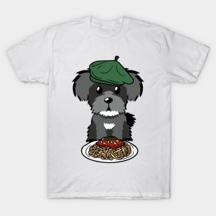 Dog eating Spaghetti - Miniature Schnauzer T-Shirt